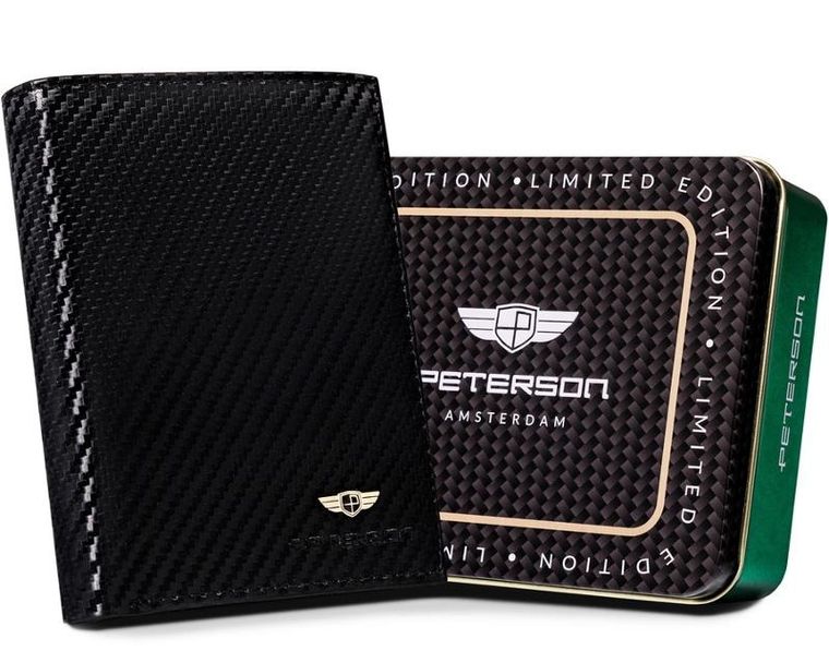 Portfel, czarny, skórzany, RFID, Peterson