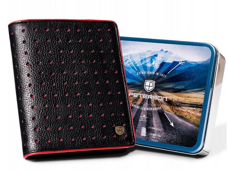 Portfel, czarny, skórzany, RFID, Peterson