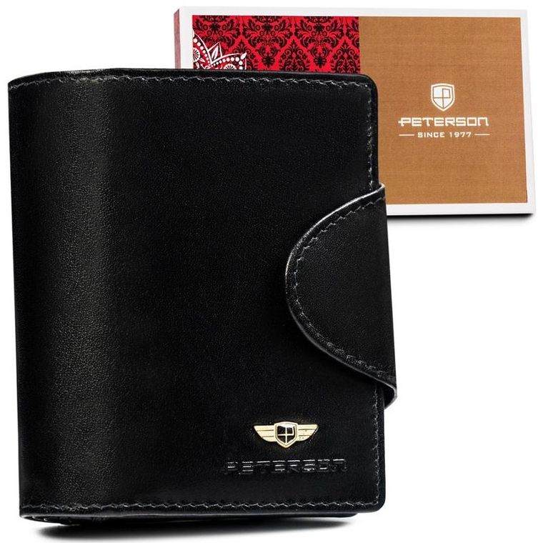 Portfel, czarny, skórzany, RFID, Peterson