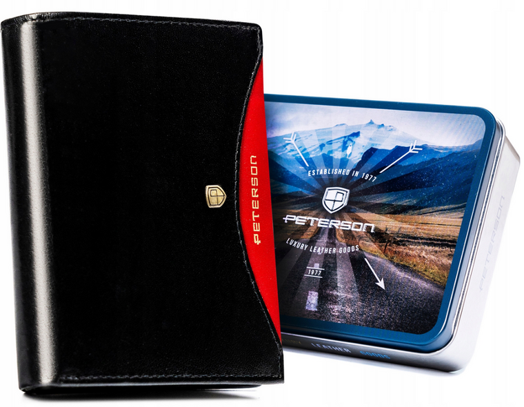 Portfel, czarny, skórzany, RFID, Peterson