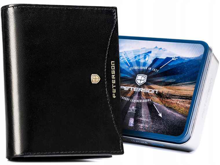 Portfel, czarny, skórzany, RFID, Peterson