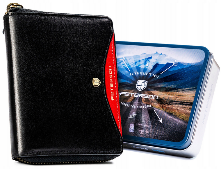 Portfel, czarny, skórzany, RFID, Peterson