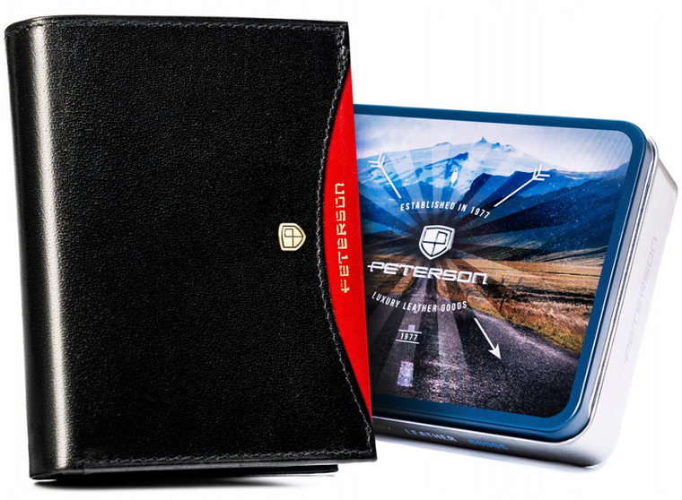 Portfel, czarny, skórzany, RFID, Peterson