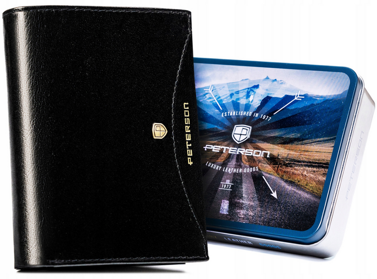 Portfel, czarny, skórzany, RFID, Peterson