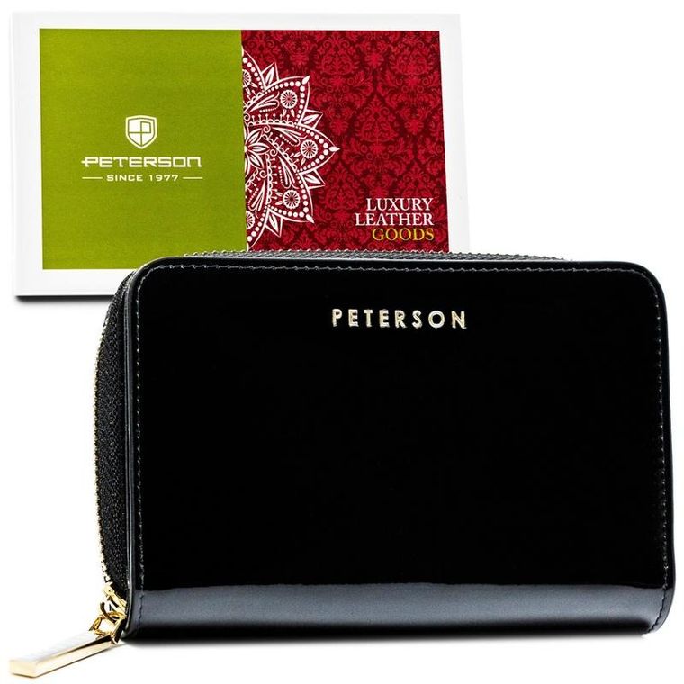 Portfel, czarny, skórzany, RFID, Peterson
