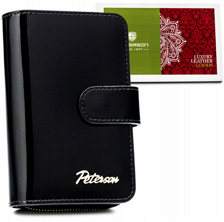 Portfel, czarny, skórzany, RFID, Peterson