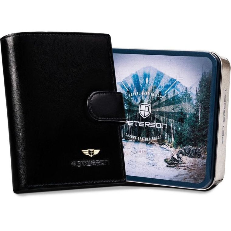 Portfel, czarny, skórzany, RFID, Peterson