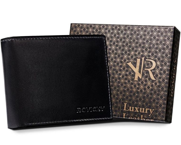 Portfel, czarny, skórzany, RFID, Rovicky