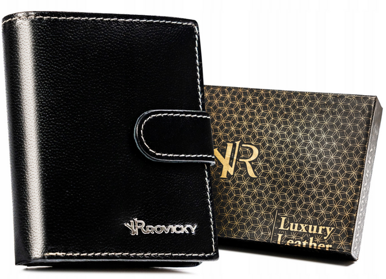 Portfel, czarny, skórzany, RFID, Rovicky