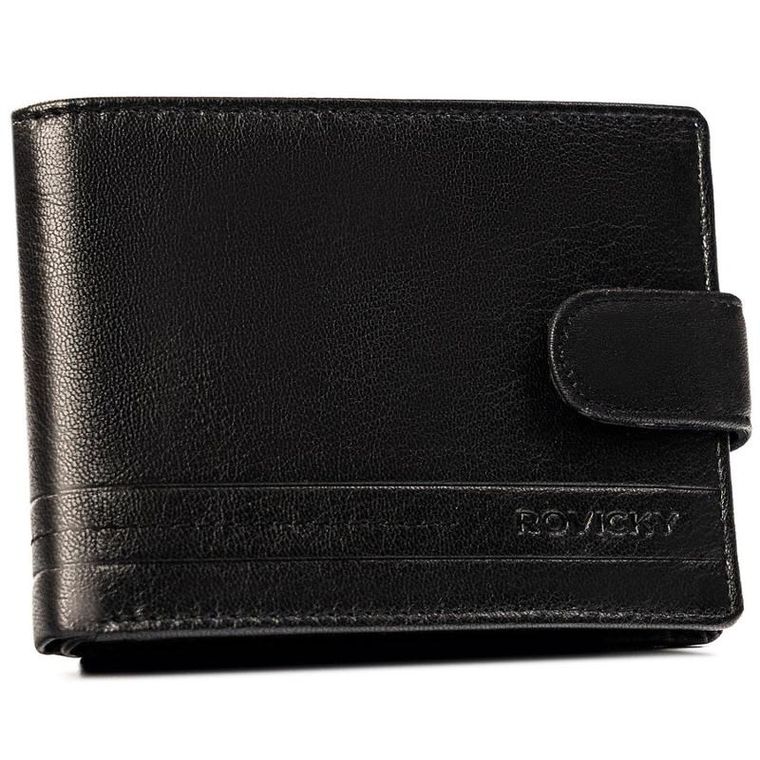 Portfel, czarny, skórzany, RFID, Rovicky