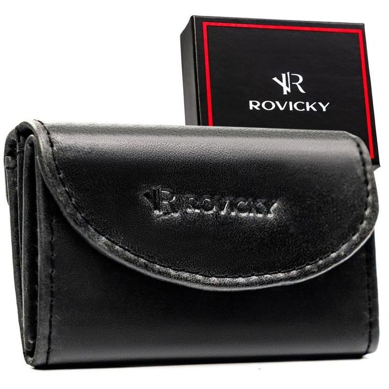 Portfel, czarny, skórzany, RFID, Rovicky