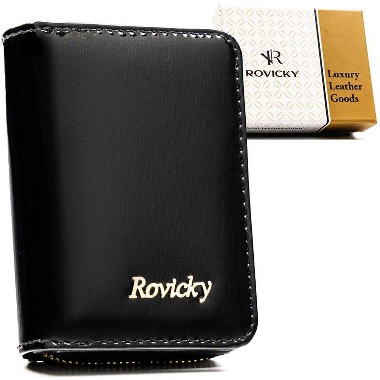 Portfel, czarny, skórzany, RFID, Rovicky