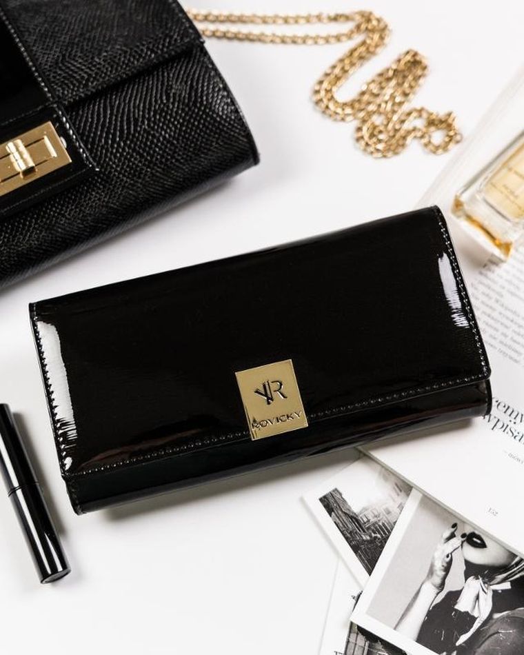 Portfel, czarny, skórzany, Rovicky