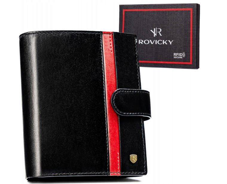 Portfel, czarny, skórzany, Rovicky