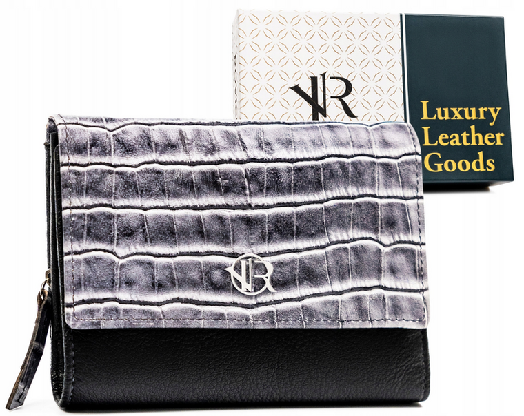 Portfel, czarny, skórzany, Rovicky