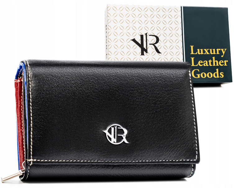 Portfel, czarny, skórzany, Rovicky