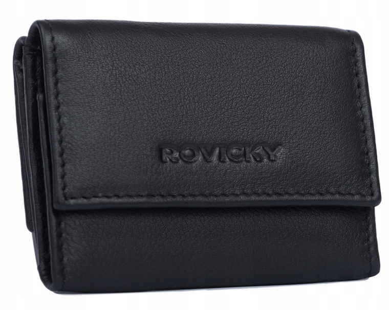 Portfel, czarny, skórzany, Rovicky