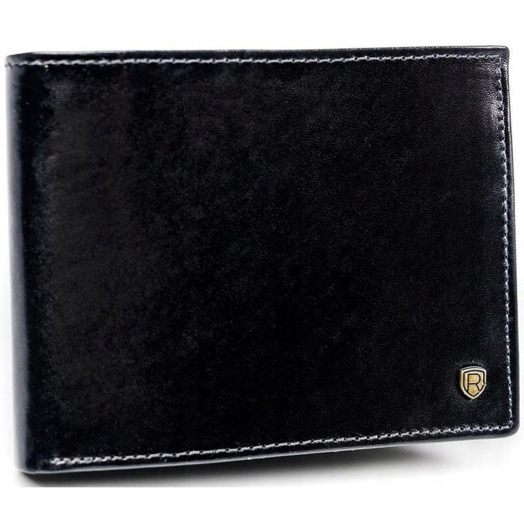 Portfel, czarny, skórzany, Rovicky