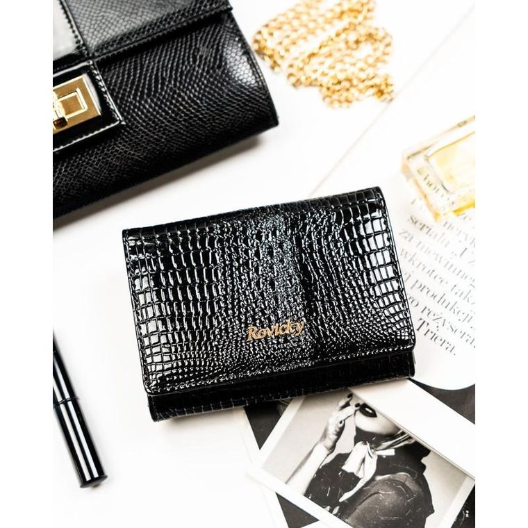 Portfel, czarny, skórzany, Rovicky