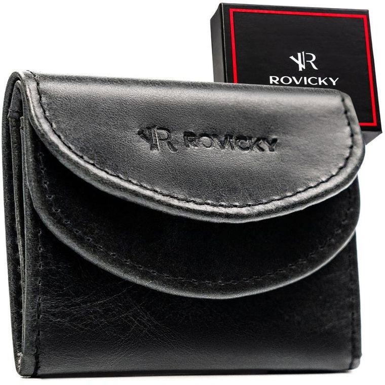 Portfel, czarny, skórzany, Rovicky