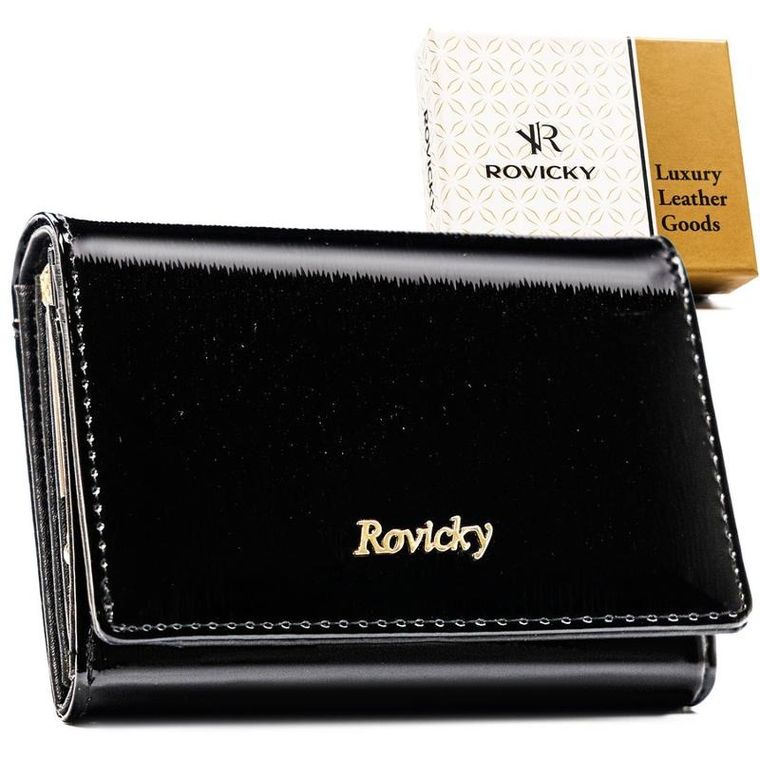 Portfel, czarny, skórzany, Rovicky