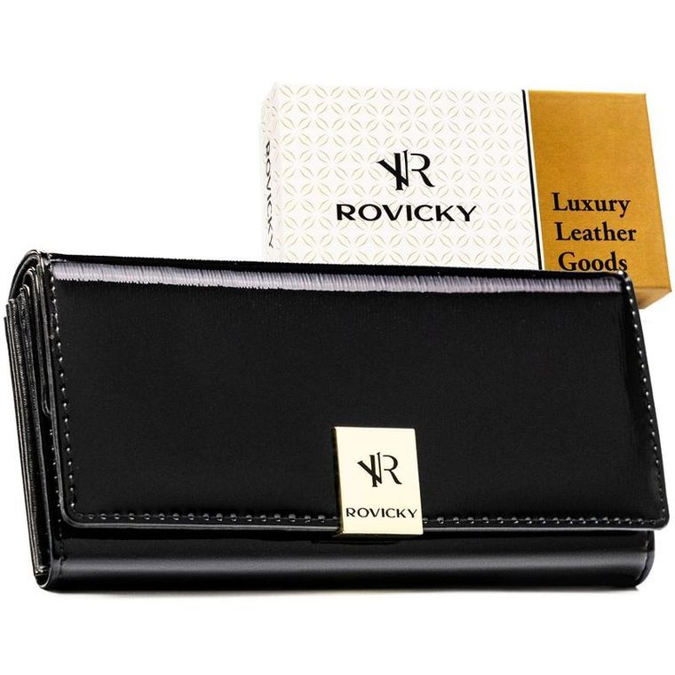 Portfel, czarny, skórzany, Rovicky
