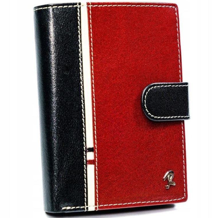 Portfel, czerwono-czarny, skórzany, RFID, Rovicky