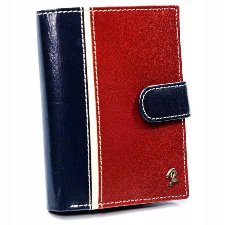 Portfel, czerwono-granatowy, skórzany, RFID, Rovicky
