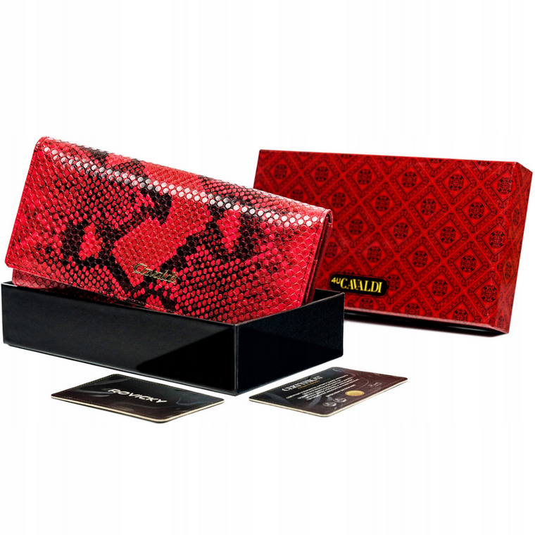 Portfel, czerwony, skóra ekologiczna, Cavaldi