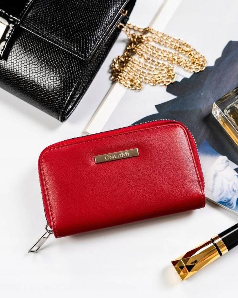 Portfel, czerwony, skóra ekologiczna, Cavaldi