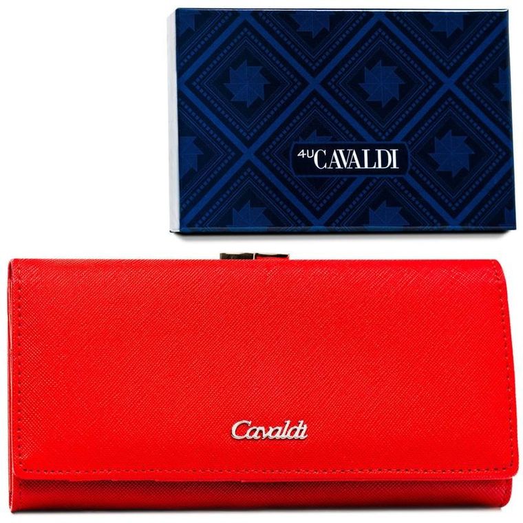 Portfel, czerwony, skóra ekologiczna, Cavaldi