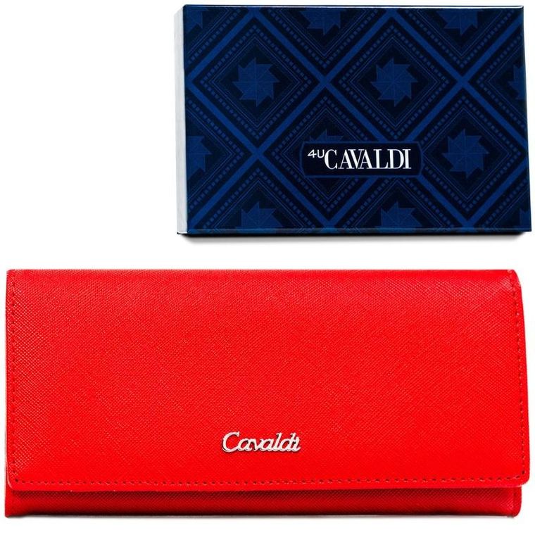 Portfel, czerwony, skóra ekologiczna, Cavaldi