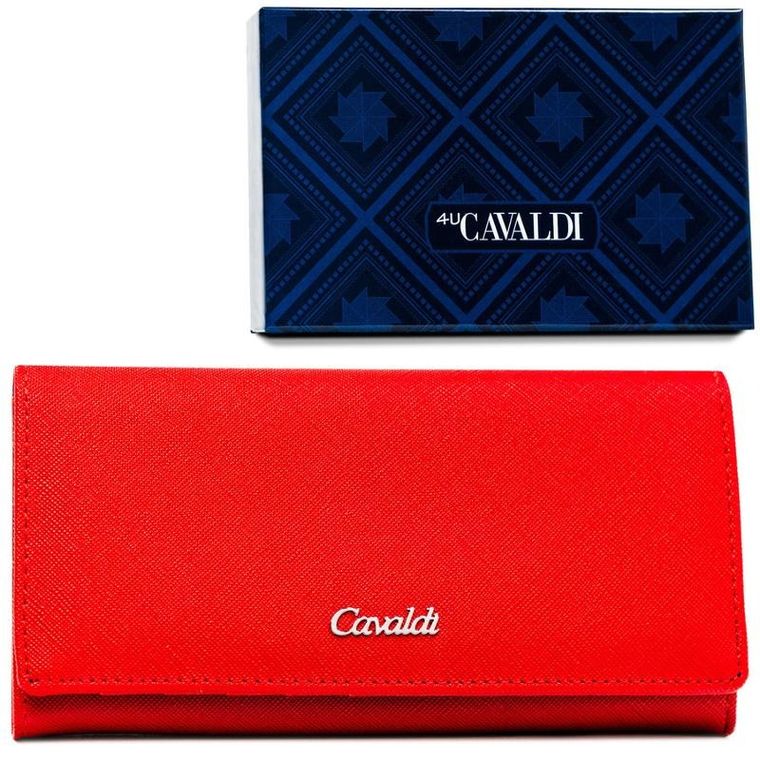 Portfel, czerwony, skóra ekologiczna, Cavaldi