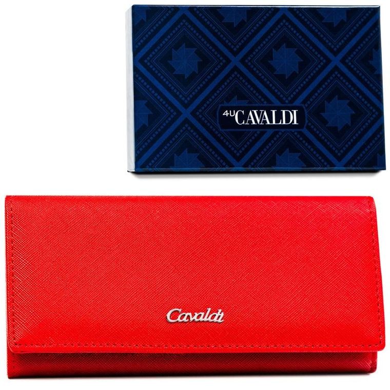 Portfel, czerwony, skóra ekologiczna, Cavaldi