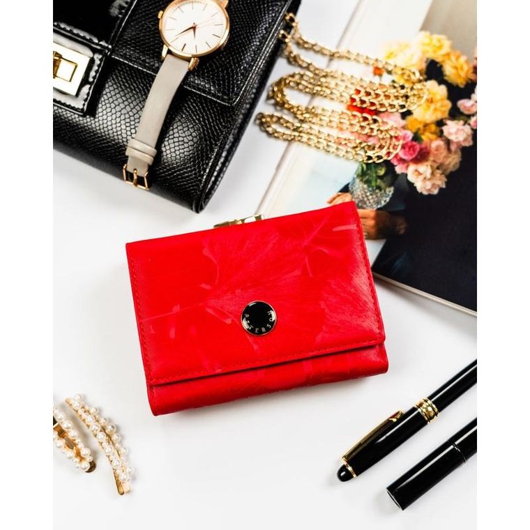 Portfel, czerwony, skóra ekologiczna, Peterson