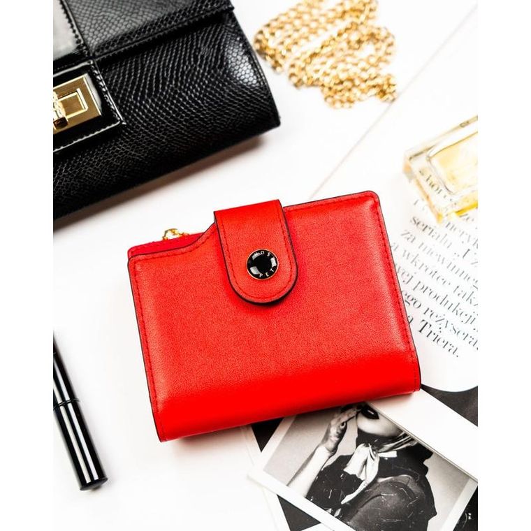 Portfel, czerwony, skóra ekologiczna, Peterson