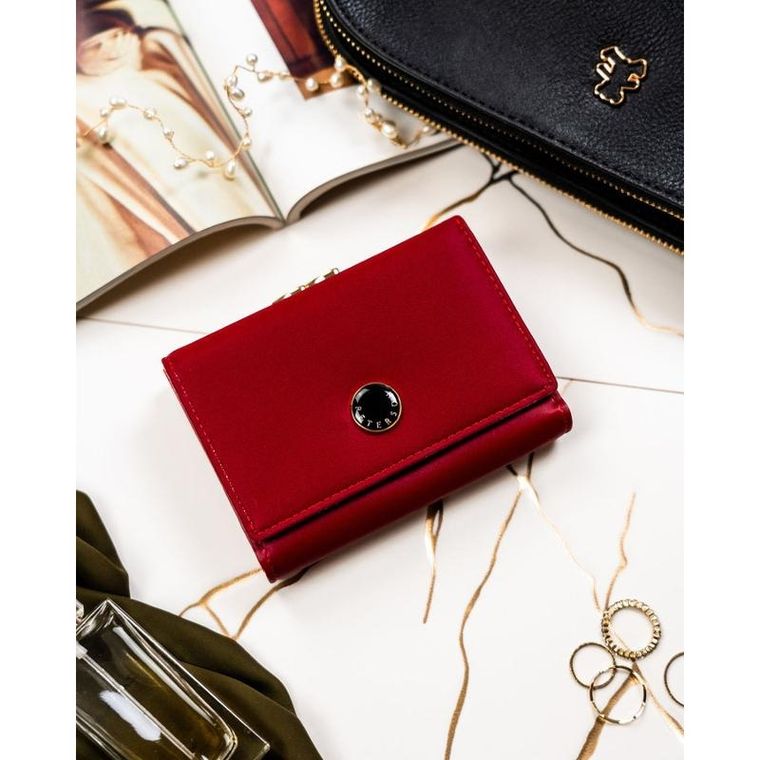 Portfel, czerwony, skóra naturalna i ekologiczna, Peterson