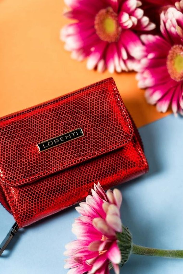 Portfel, czerwony, skórzany, Lorenti