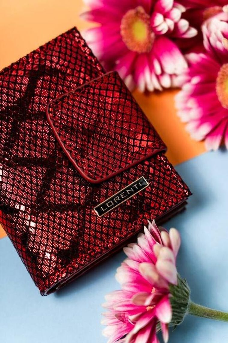 Portfel, czerwony, skórzany, Lorenti