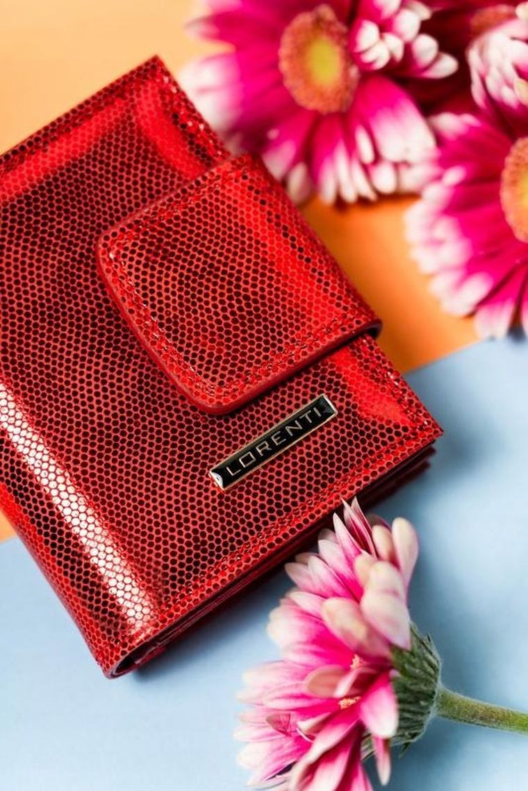 Portfel, czerwony, skórzany, Lorenti
