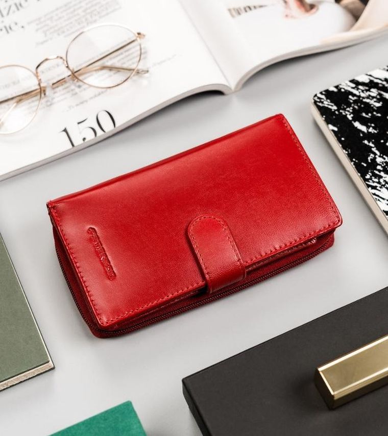 Portfel, czerwony, skórzany, Peterson