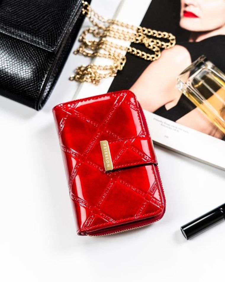 Portfel, czerwony, skórzany, Peterson