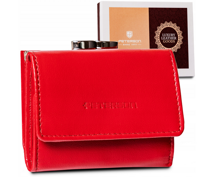 Portfel, czerwony, skórzany, Peterson