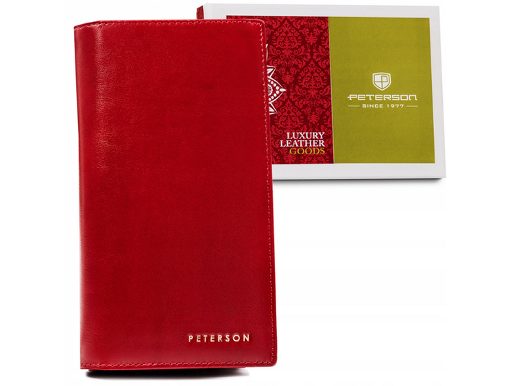 Portfel, czerwony, skórzany, Peterson
