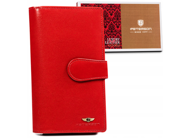 Portfel, czerwony skórzany, Peterson