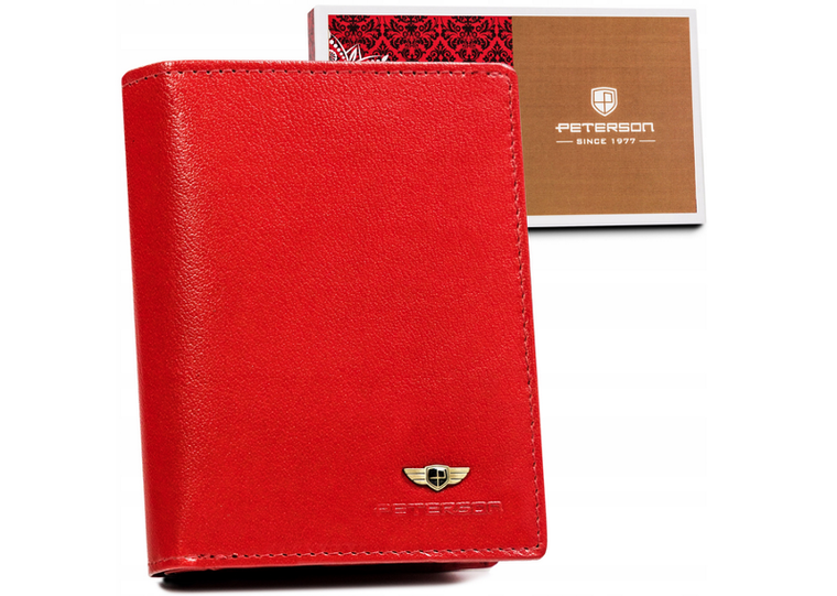 Portfel, czerwony, skórzany, Peterson