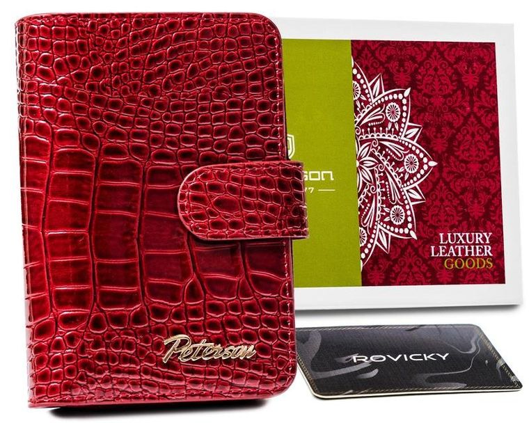 Portfel, czerwony, skórzany, Peterson