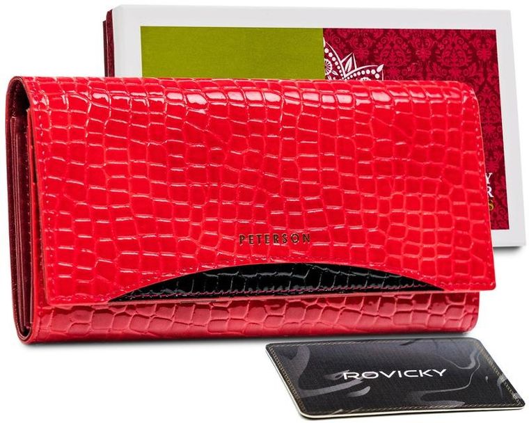 Portfel, czerwony, skórzany, Peterson
