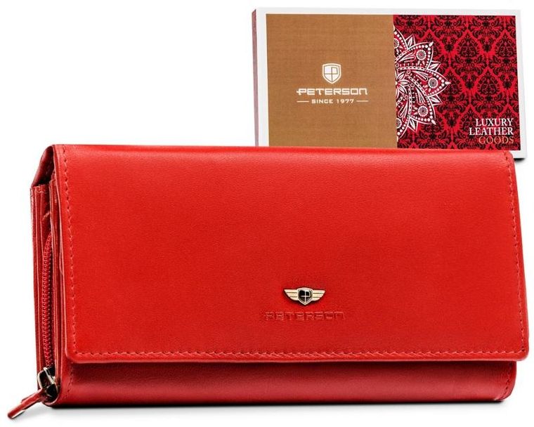Portfel, czerwony, skórzany, Peterson