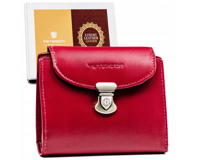 Portfel, czerwony, skórzany, Peterson